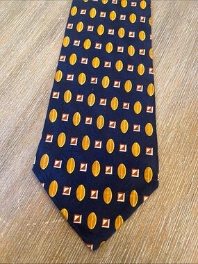 Perry Ellis Men's Navy Geometric Silk Tie with Gold Pattern new in pkg